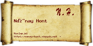 Nánay Hont névjegykártya